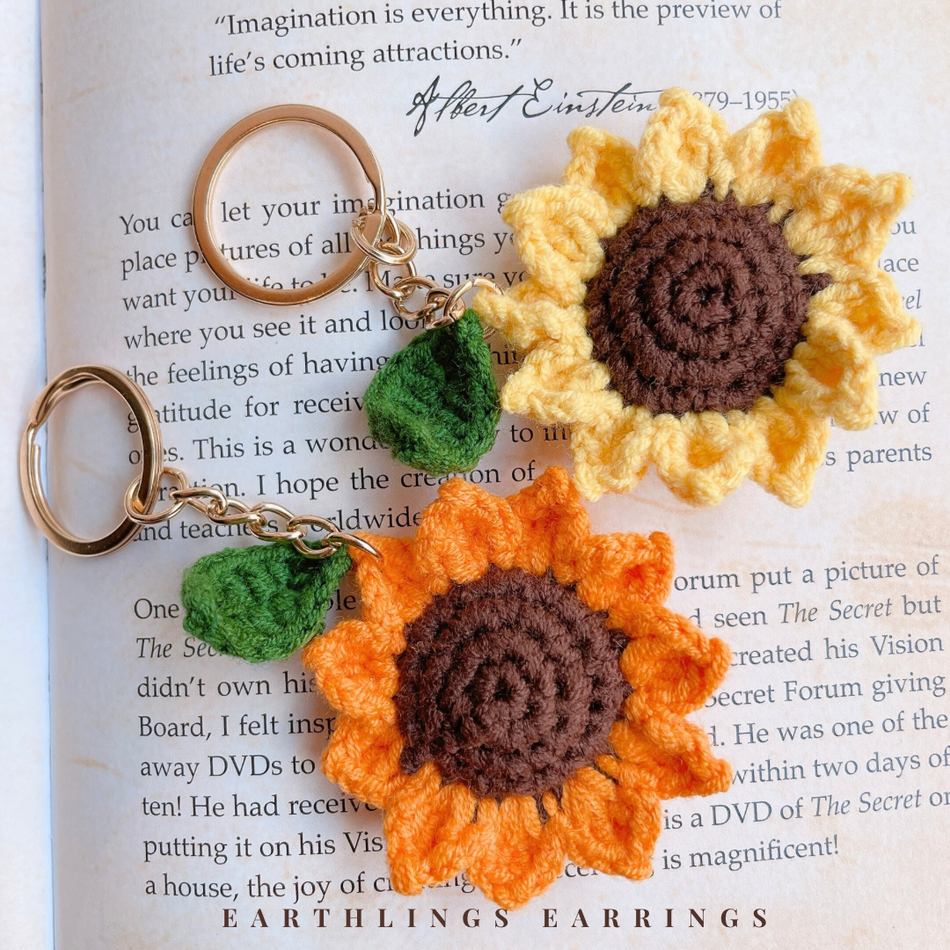 向日葵3D立體鎖匙扣 Crochet 3D Sunflower Keychains