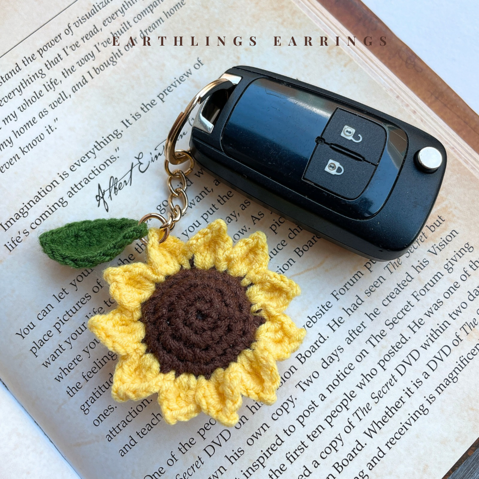 向日葵3D立體鎖匙扣 Crochet 3D Sunflower Keychains