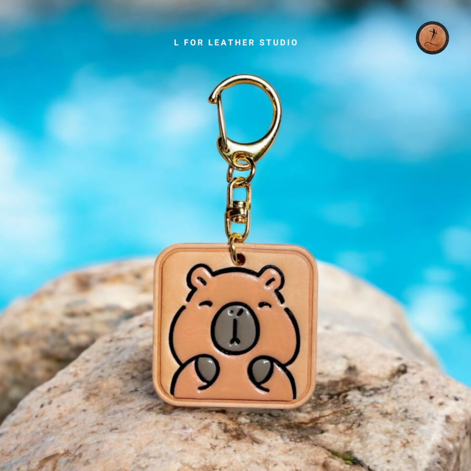 Capybara Leather Charm- veg-tanned