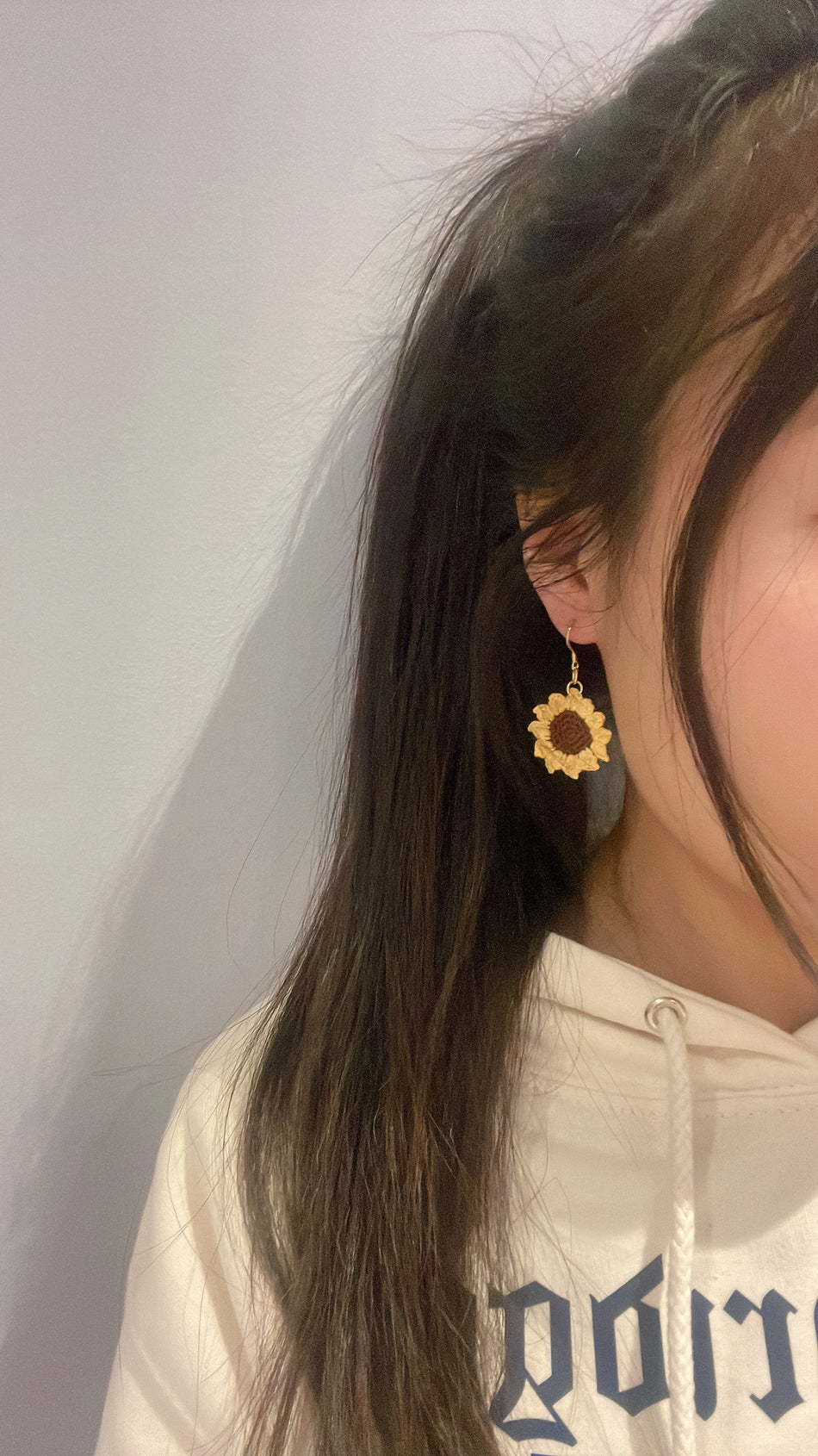 手織向日葵耳環 Crochet Sunflower Earrings