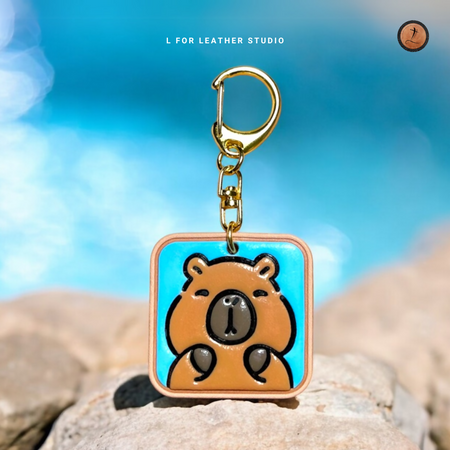 Capybara Leather Charm- baby blue