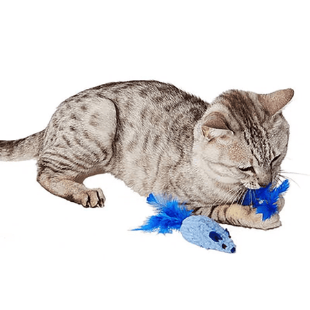 Petio Blue Toy Range - 2 Furry Mouses with Rustling Sound - Cats1stUK