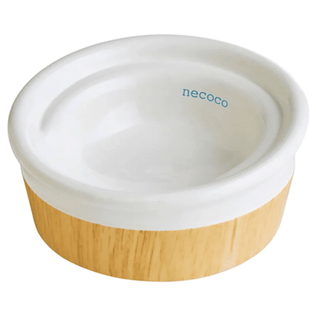 Petio｜Necoco Woodgrain Porcelain Feeding Bowl (Blue - for wet food) - Cats1stUK