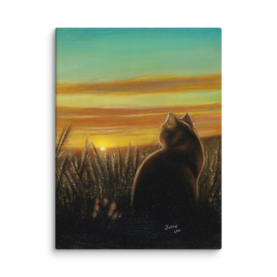 Cat Sunset Canvas Print