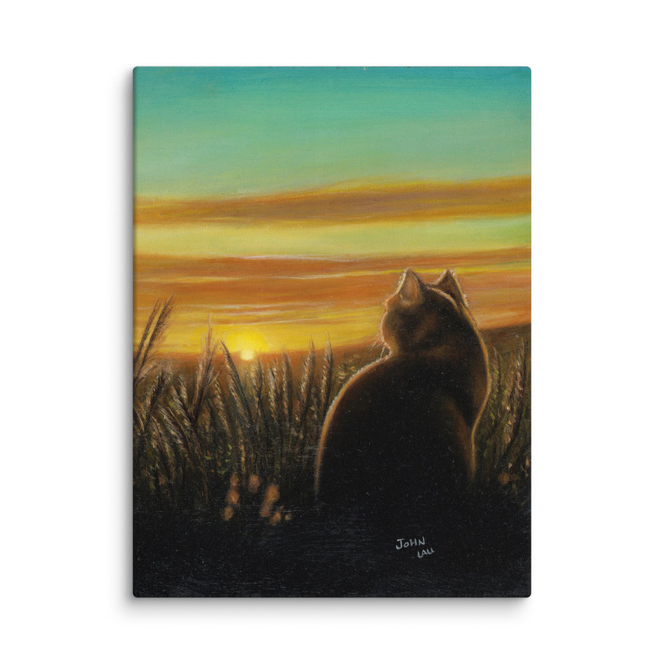 Cat Sunset Canvas Print