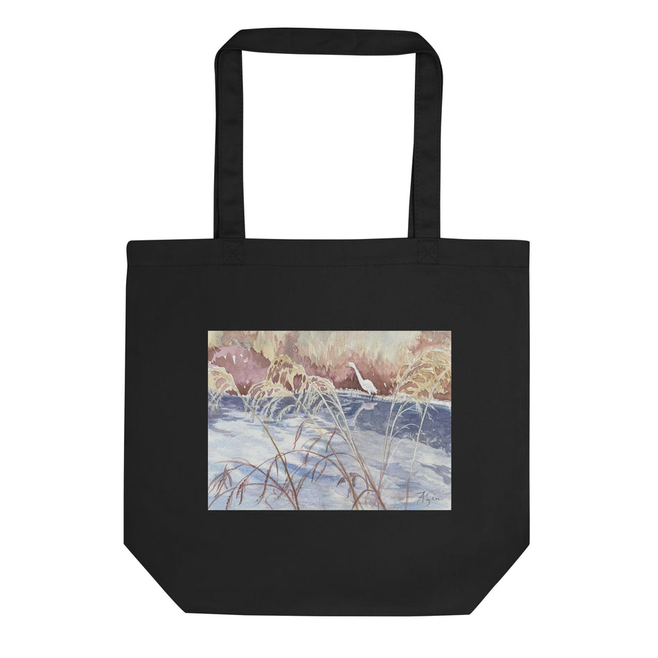 Shoreline Wetland with an Egret Eco Tote Bag