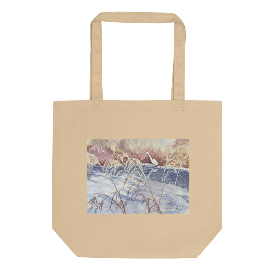 Shoreline Wetland with an Egret Eco Tote Bag