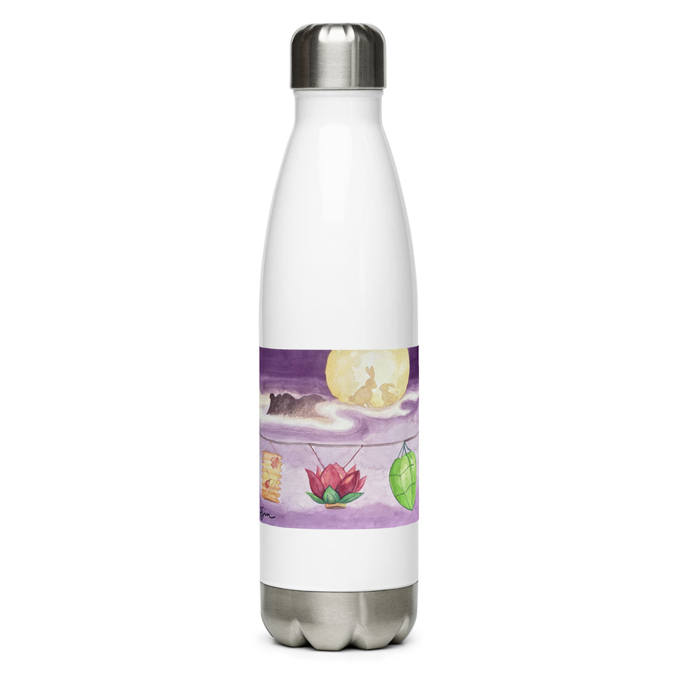 Mid-Autumn Moon with lanterns stainless steel water bottle