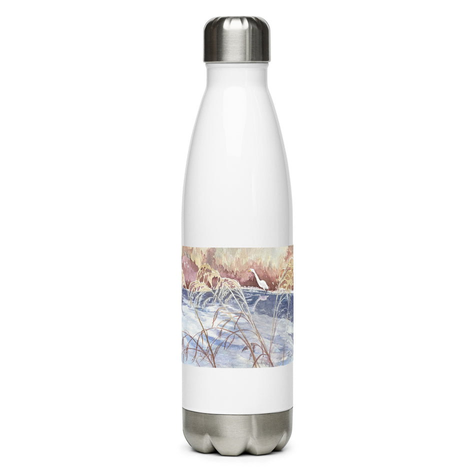 Shoreline Wetland with an Egret stainless steel water bottle