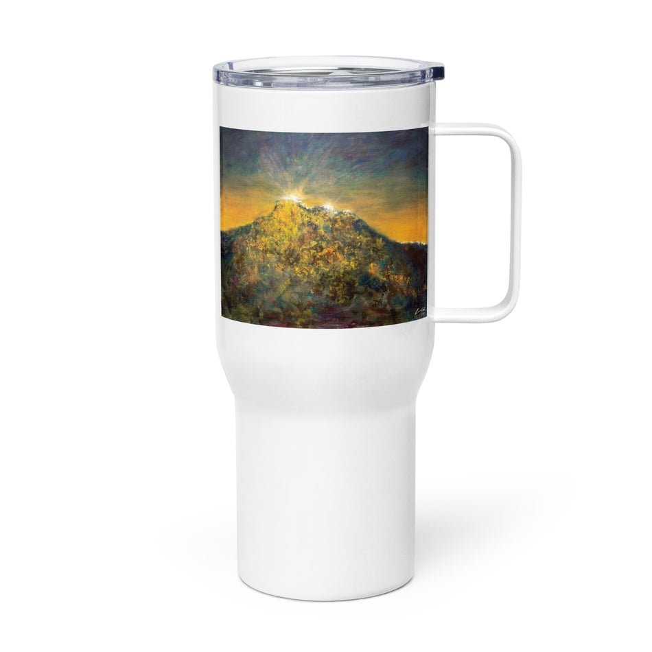 Lion Rock travel mug with a handle