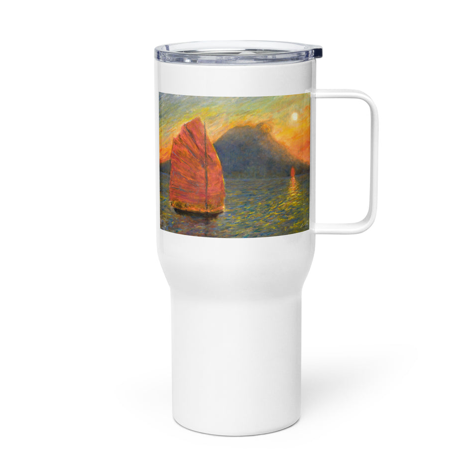 Beneath The Lion Rock travel mug with a handle