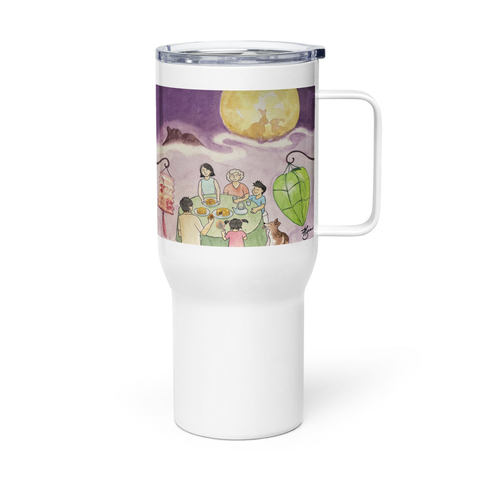 Mid-Autumn Moon with figures travel mug with a handle