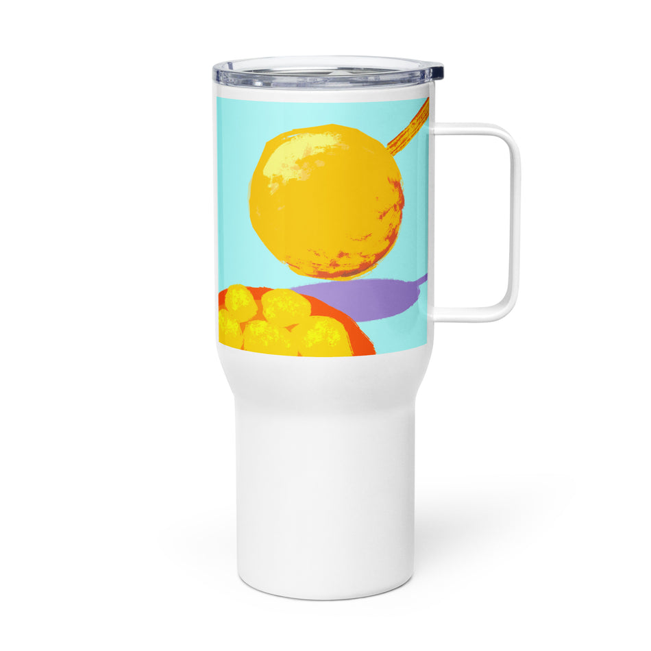 Curry Fish Ball Travel mug with a handle