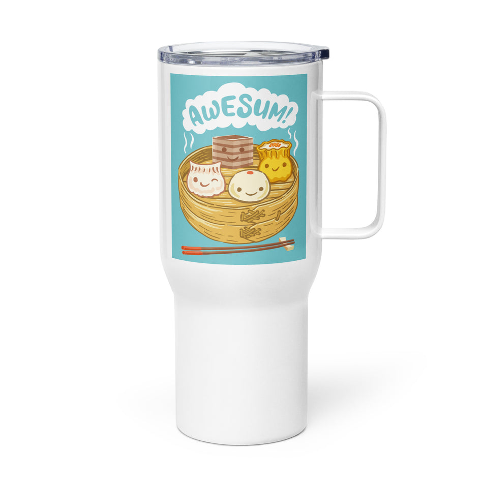 Awesum Dim Sum travel mug with a handle