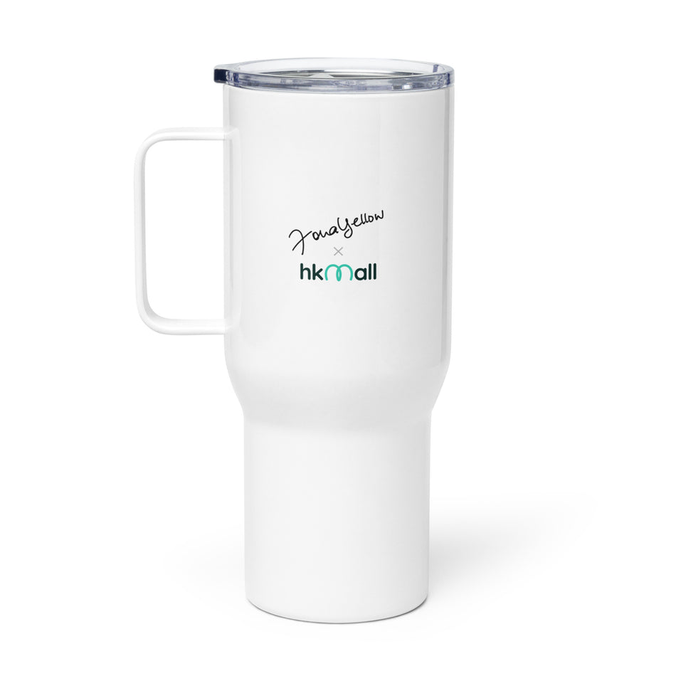 憑咩要我地跪 Travel mug with a handle