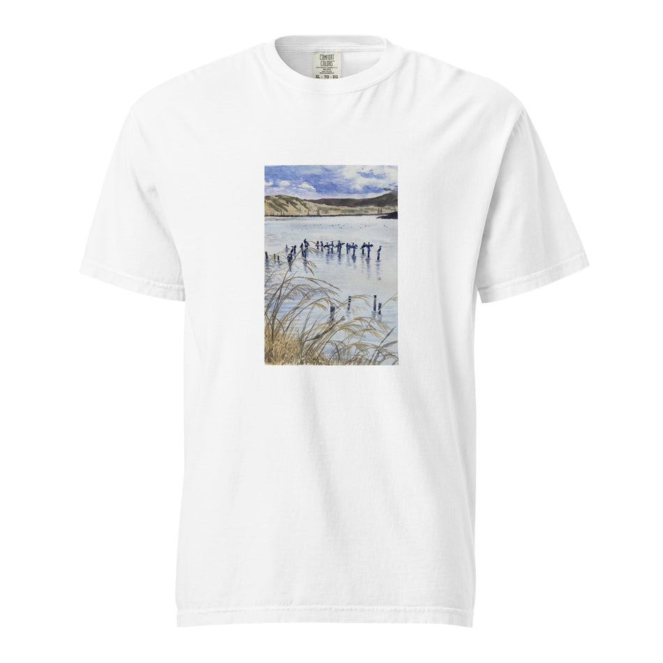 Shoreline Wetland with Cormorants Unisex garment-dyed heavyweight t-shirt