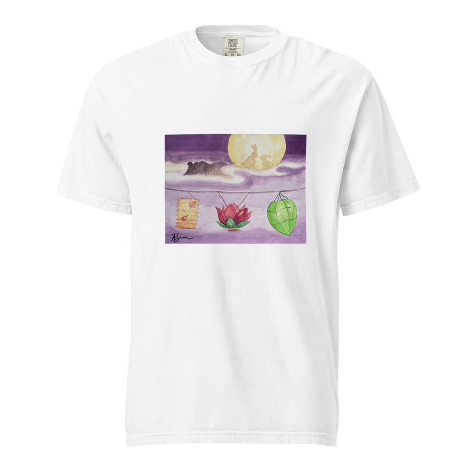 Mid-Autumn Moon with lanterns Unisex garment-dyed heavyweight t-shirt