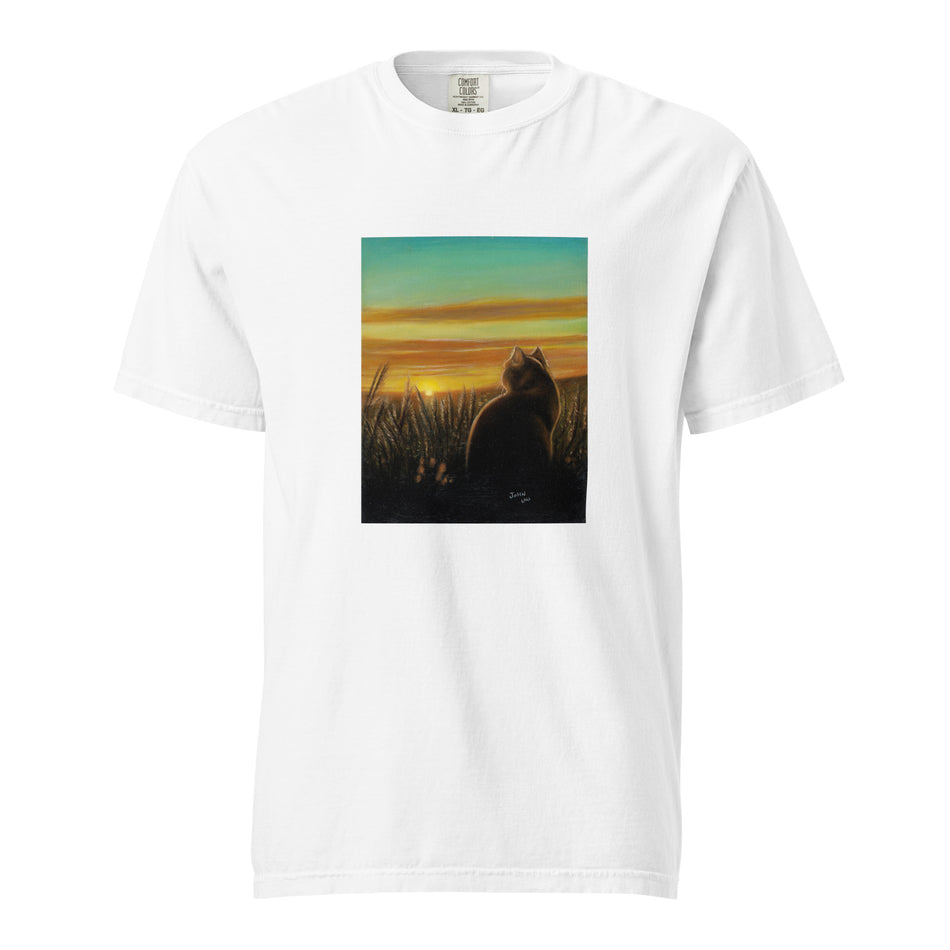 CAT SUNSET Unisex garment-dyed heavyweight t-shirt