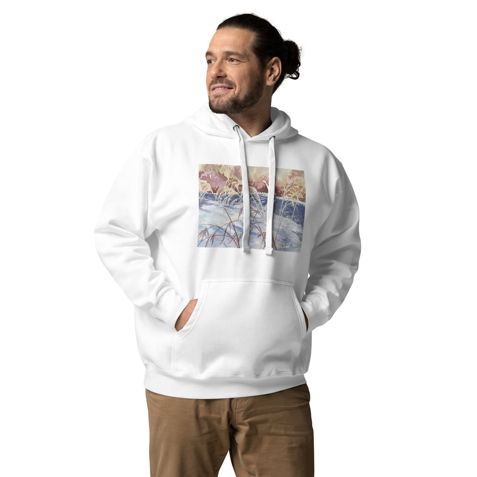 Shoreline Wetland with an Egret Unisex Hoodie