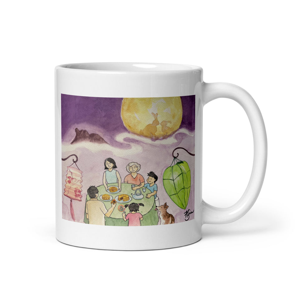 Mid-Autumn Moon with figures white glossy mug