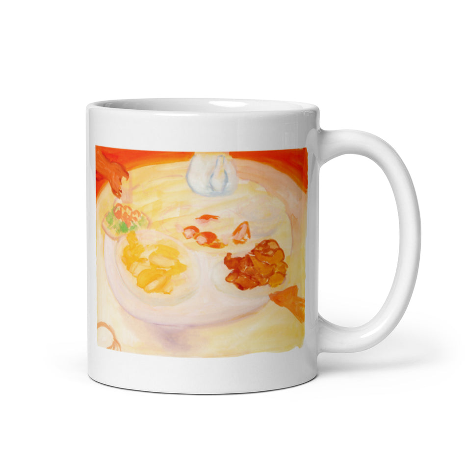 Reunion Dinner on Lunar New Year's Eve white glossy mug