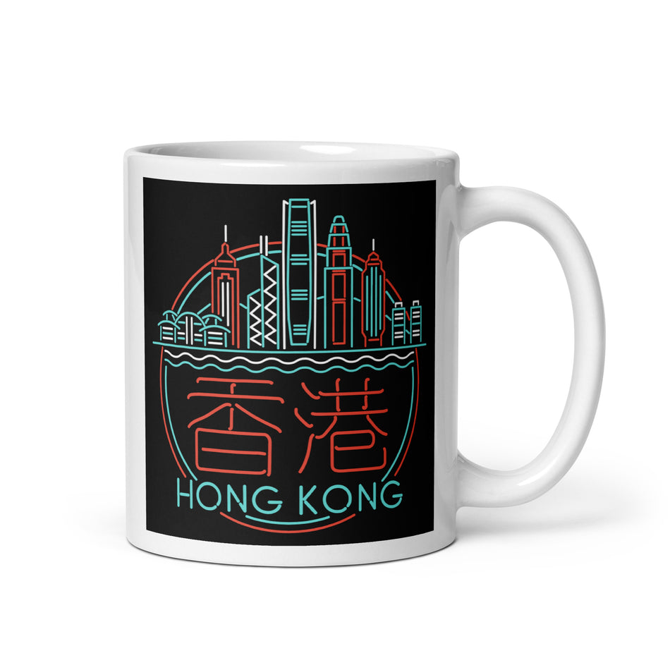 Neon City white glossy mug