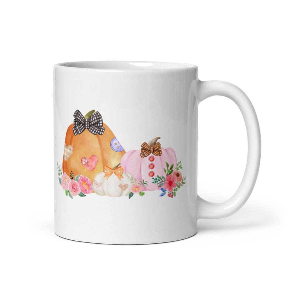 Pumpkin Harvest White glossy mug