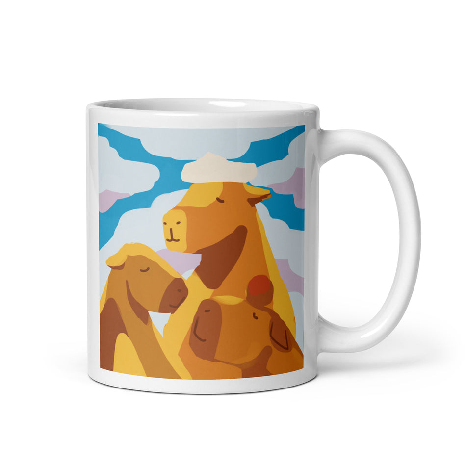 Capybara Bath white glossy mug