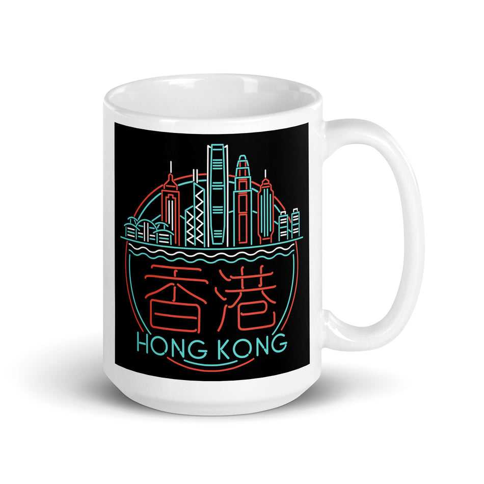 Neon City white glossy mug